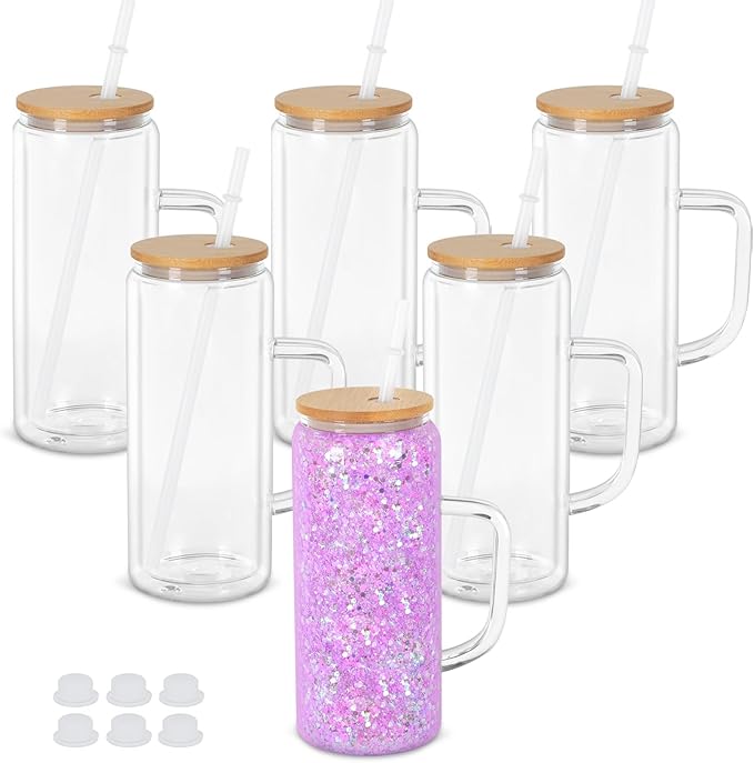 Glass Snow Globe Tumblers with handles