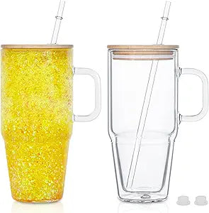 Glass Snow Globe Tumblers with handles