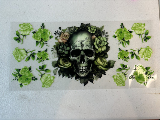 Green floral skull